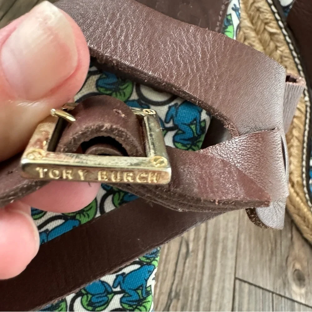 Tory Burch Frog & Lilypad Print Espadrilles Size 9
